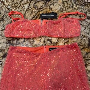 PrettyLittleThing Midaxi two piece bralette & split back skirt